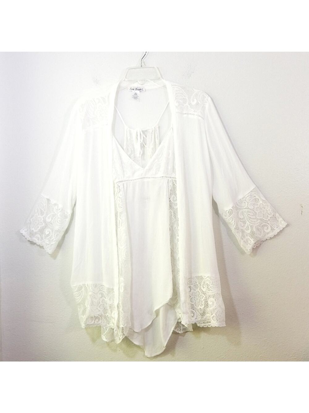 Linea Donatella 2 pc lacey nightie Kimono robe set